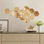12-Piece Hexagon Gold Mirror Wall Stickers (4x4 inch) - Image 2