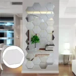 12 Pcs Acrylic Hexagon wall decor Mirror Silver (4x4 inch) - Image 2