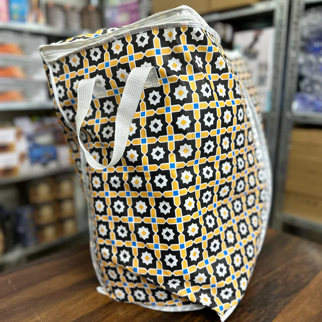 41e2a7c4-d394-480b-9cf1-8d58d8a957f7 Ajrak Pattern Storage Bag - Image 1