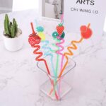 4 Pcs Colorful Cartoon Art Drinking Plastic Fruit Straws(Random Design) - Image 3