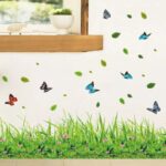 Green Grass Colorful Butterfly Flower Skirting Wall Stickers - Image 2