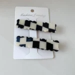Chic and Stylish Checkered Hair Clip - Elevate Your Hairdo - Image 2