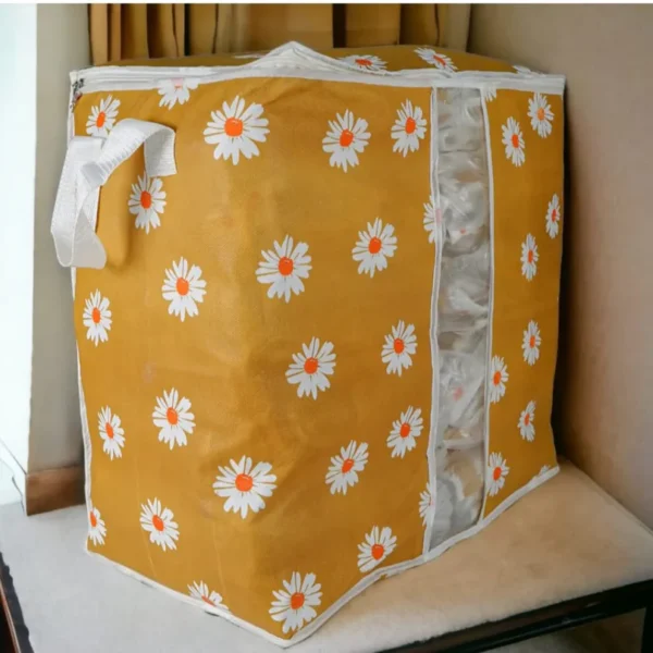 Orange Flower Printed Storage Bag