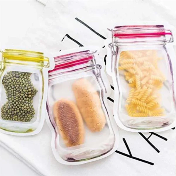 3pcs Reusable Jar Shape ZipperLock Bags