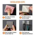 2 Pc Heavy-Duty Stainless Steel Adhesive Hooks - Image 3