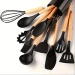 12 Pcs Silicone Wooden Handle Kitchen Cooking Utensil Set - Image 3