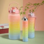 Pack Of 3 Gradient Color Motivational Sports Water Bottles(Random Colour) - Image 2