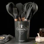 12 Pcs Silicone Wooden Handle Kitchen Cooking Utensil Set - Image 4